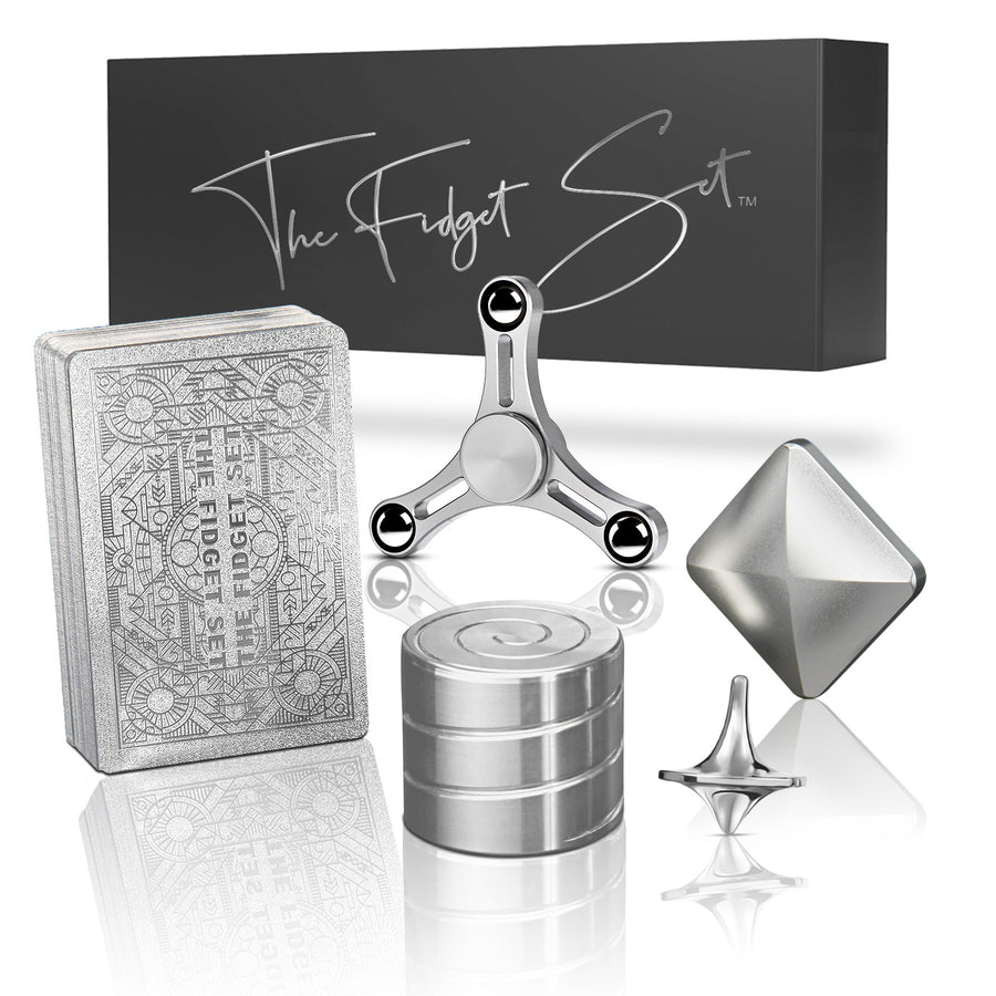 Classic Fidget Set contents — five premium metal pieces